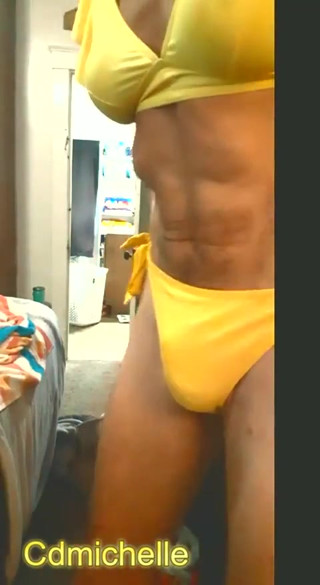 Cdmichelle Wearing Sexy Tan and Yellow Swimsuit thumbnail
