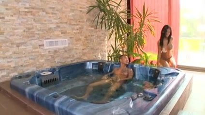 Black pussy fucked in jacuzzi by asian guy
