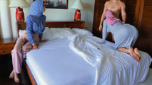 She invited her hot MILF friend for our first threesome! homemade FFM