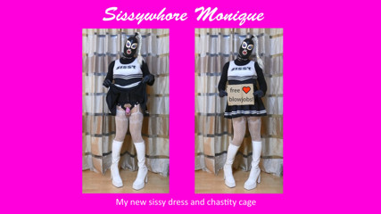 Sissy Monique - My new sissydress &amp; chastity cage thumbnail
