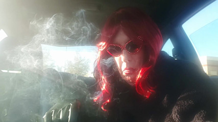 MATURE CD TS SISSIE CAR SMOKING A VS120, THEN A MORE120 thumbnail