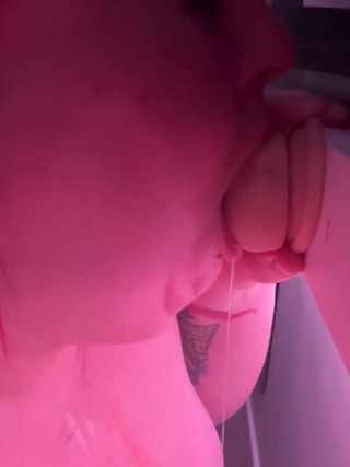 Messy BBW Gagging on Dildo