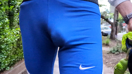 Freballing dickprint showing off in public