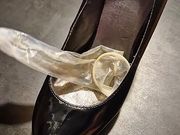 Found the condom of my wife used with her lover, put the sperm into her heel and jerked - Put condom into high heels