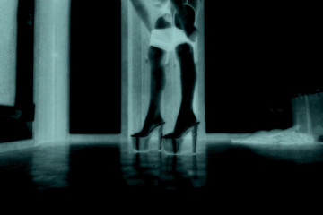 Femboy Whore stripping in fishnet stockings and high heels thumbnail