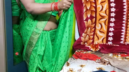 Beautiful Indian bhabhi is wearing saree.