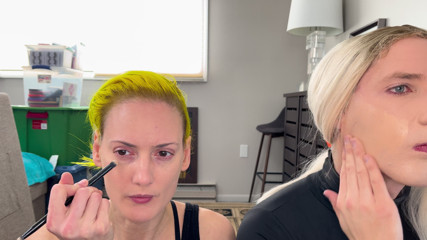 Drag Queen and Woman Makeover Transformation  - Foundation and Eye Shadow