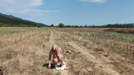 Slave tih undresses on the country road