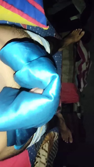 Handjob in blue satin silky suit of nursing staff (08)