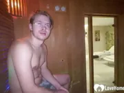 Sucking off a random guy in the sauna