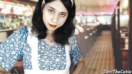 Fucking the pretty waitress DaniTheCutie in the weird Asian Diner feels nice