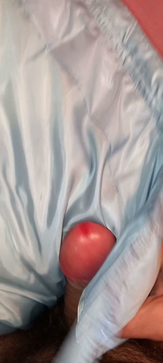 Fucking the lining of her blue puffercoat
