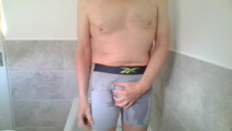 Desperate for a piss in boxers and horny wank