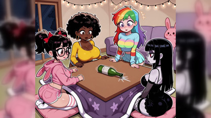 POV - Lesbian Slumber Party Orders Pizza With Extra Sausage. AI-Generated