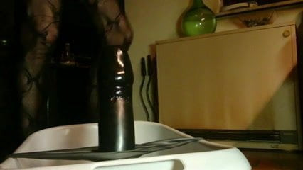 MY HUSSY THE ANAL-SLUT RIDING HIS 15 INCH x 4 INCH DILDO