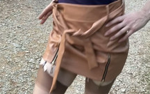 Lady Oups Submissive Stepmom in Leather Skirt and Collar