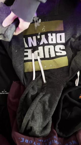 Cum on a Super dry hoodie
