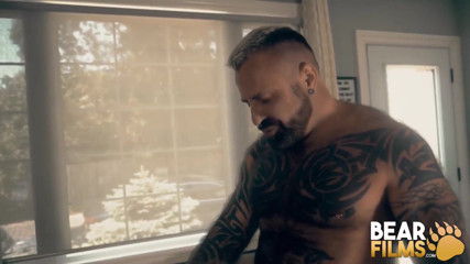 BEARFILMS - Tattooed bear Top breeds his hairy handsome lover