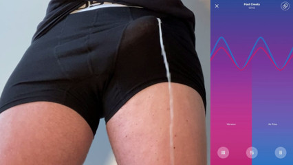 Hands free huge cumshot through tight underwear thumbnail