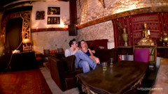 Mature French woman is and fucked by a hung guy in a hotel lobby
