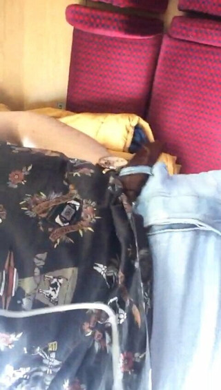 Masturbate and cum in train