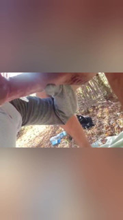Blowjob outdoor in the forest  and cum in the mouth