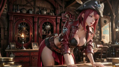 Redhead Pirate Queen! Lazy Goddess in the Gold Hold. Kneeling Gaze Is Insane!