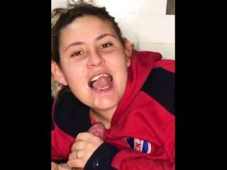 18 Year Old Stepsister Takes Big Load of Cum in Her Mouth