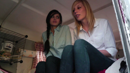 Steamy lesbian threesome with two gorgeous brunette babes and a sexy blondie