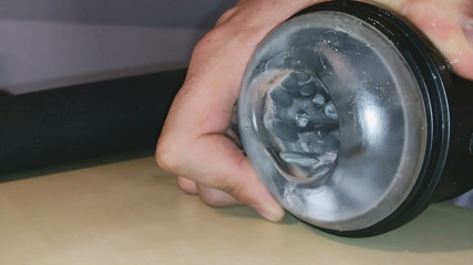 Close up fleslight fuck and slow MOTION CUMSHOT FOR YOU