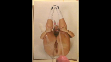 Blonde big butt BBW spreading pussy and ass cum tribute