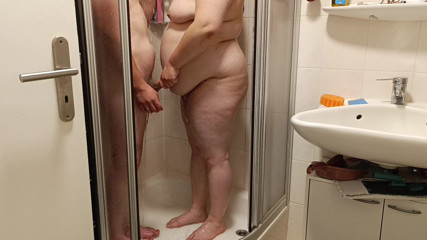Hot shower moment, I soap her whole body