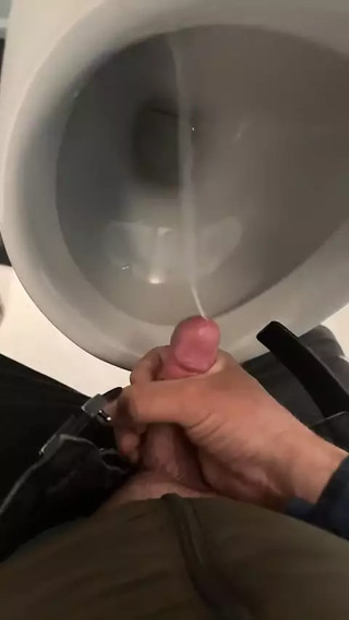 Handjob at work in public restrooms