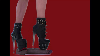 Mistress elle with her shiny heels breaks her slave's cock