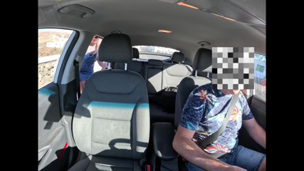 Girl No Panties Masturbating in the Taxi