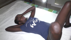 Thin Black Chick Creampied on the Bed