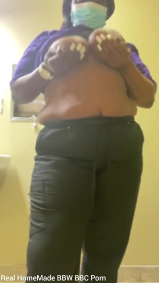 Squeezing Bouncing My Boobs Flashing My Pussy at Work