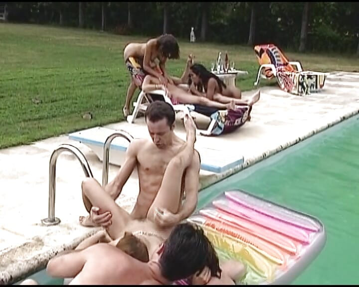 Anal orgy by the pool with mega hot German whores