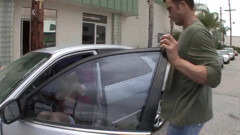 Hot blonde with car trouble slammed by a boy
