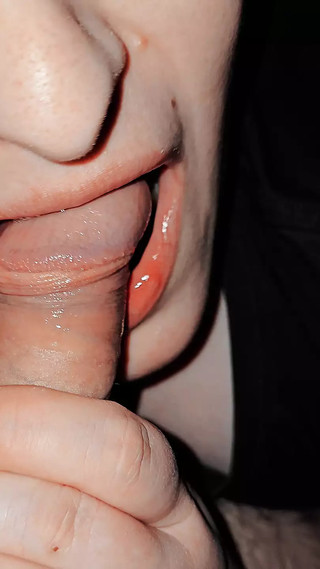 pulsating the penis and injecting sperm into her mouth.  slow blowjob