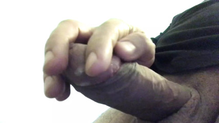 I caress my cock with my fingers. my saliva drips on the head of the penis