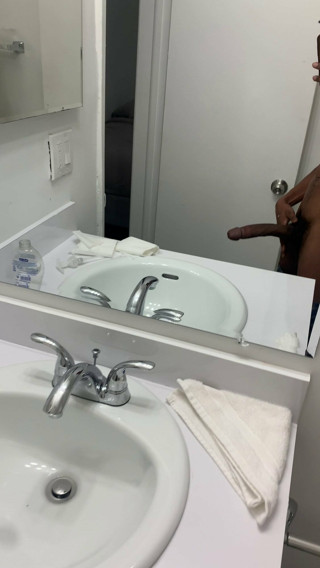 Stroking my BBC in the mirror