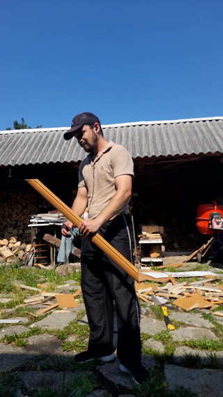 Man gets excite by spanking with a piece of furniture