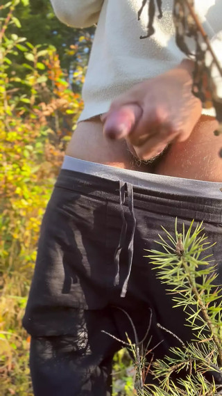 Cumshot in the forest