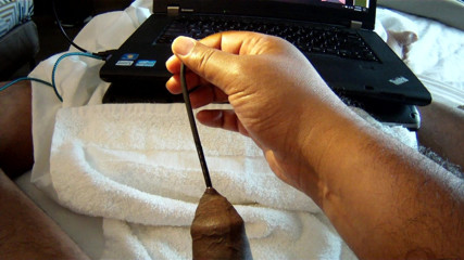 Small uncut cock getting sounded deep