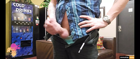 FIXED johnholmesjunior in risky public hotel lobby solo show huge cum load