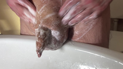 wash and shave my little cock and balls - part 2