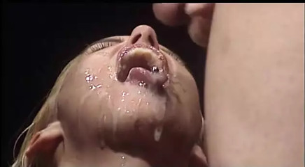 Blonde slut deep throats two cocks then gets double penetrated