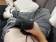 Fucked in jeans pants on sofa air force