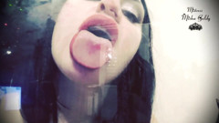 Red lips prints over glass & frenchkissing